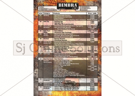 Price List Design For Bimbra 4x4