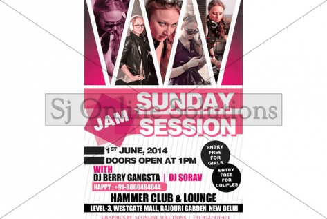 Creative Design For Sunday Jam Session With Dj Berry Gangsta at Club Hammer