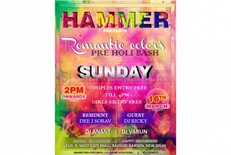 Creative Design For Pre Holi Bash At Hammer Club And Lounge