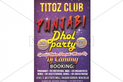Creative design for Punjabi Dhol Party at Titoz