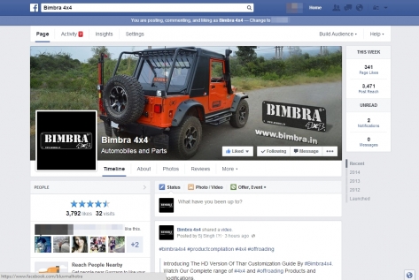Social Media Marketing For Bimbra4x4