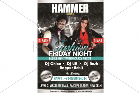 Creative Design For Fashion Friday Night Party With Dj Ana At Hammer Club And Lounge