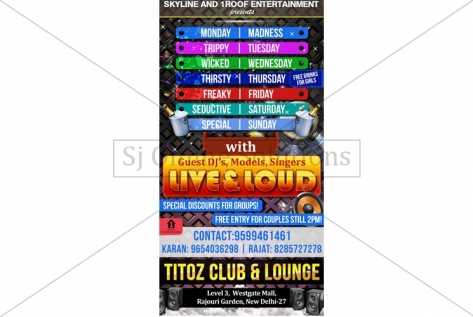Poster Designer For Live And Loud Party At Titoz Club And Lounge